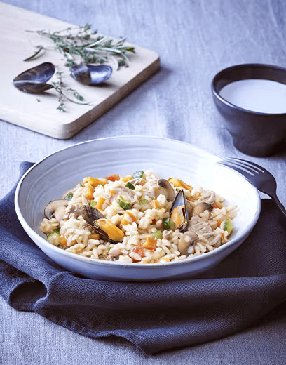 Krækling og túnfiskrisotto með grænmeti