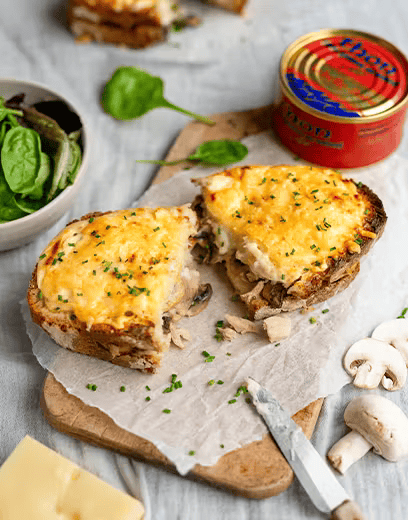 Túnfisk- og sveppa croque monsieur